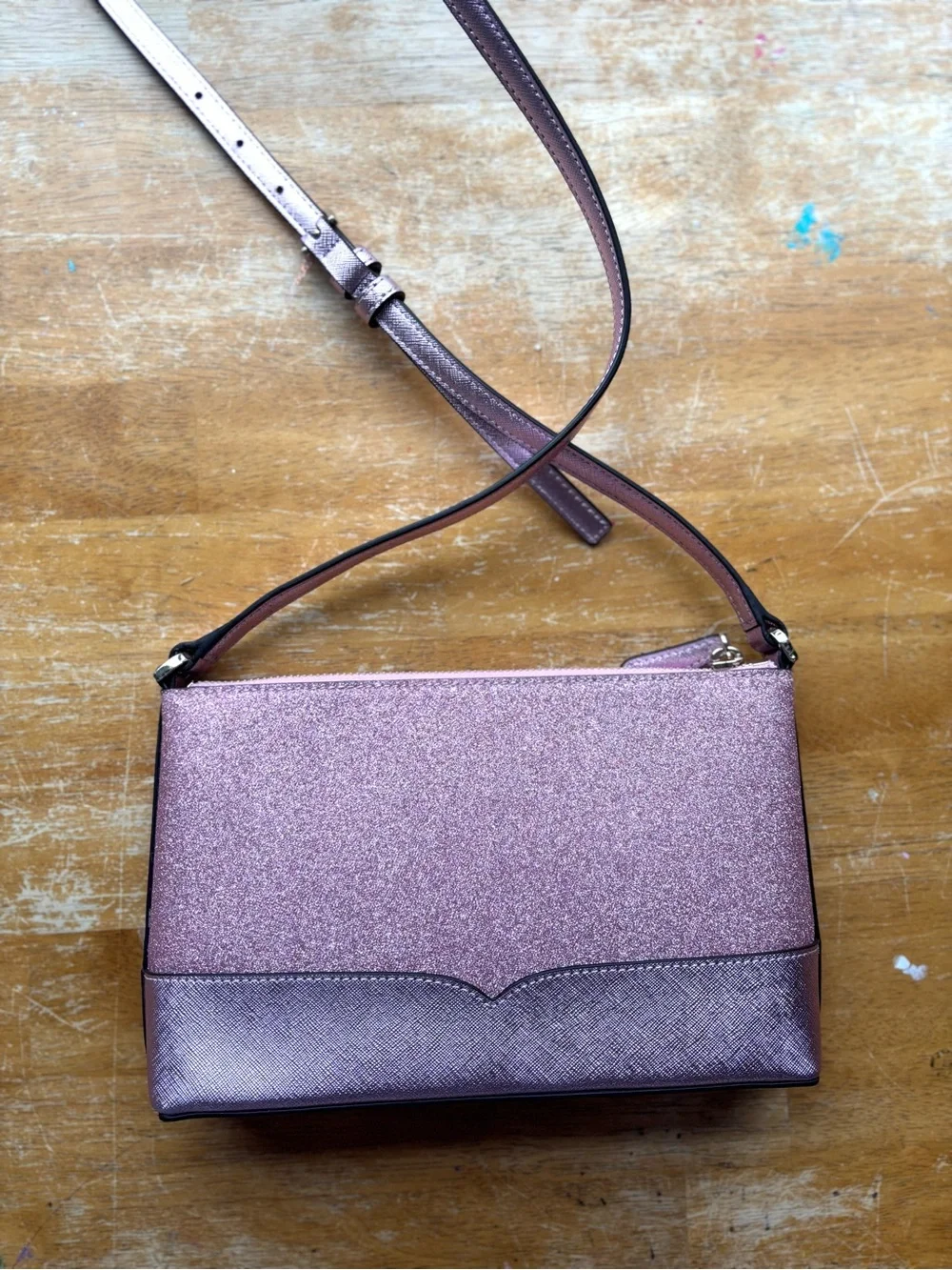 Kate Spade Rose Pink Glitter & Blush Crossbody Bag - Picture 5 of 12